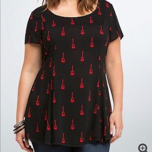 NWOT TORRID Size 2X 🎸Guitar Print Challis Tunic